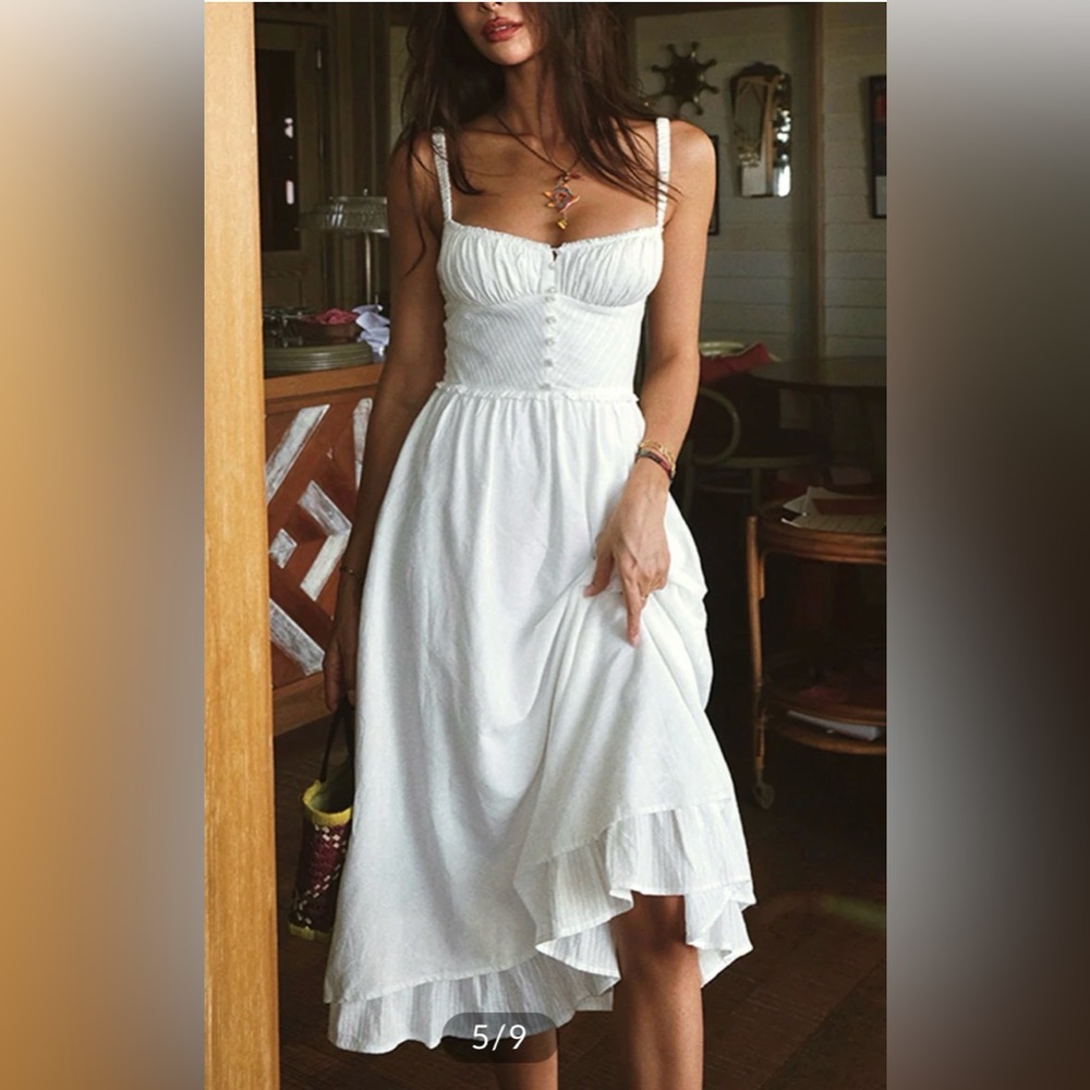 Commense ruffle hem cami plain Midi Dress